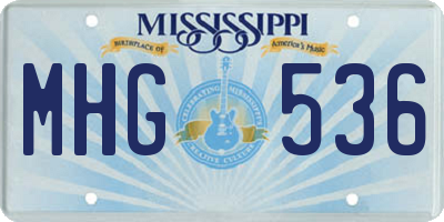 MS license plate MHG536