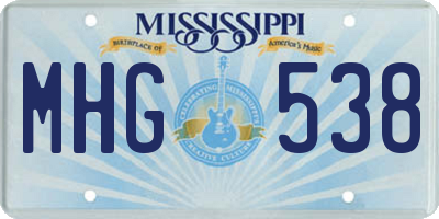 MS license plate MHG538