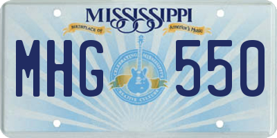 MS license plate MHG550