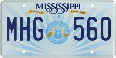 MS license plate MHG560