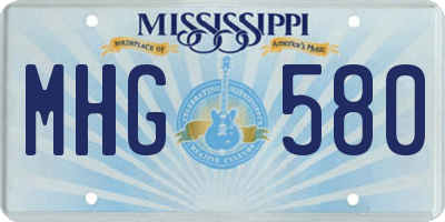 MS license plate MHG580