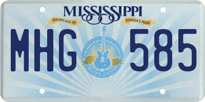 MS license plate MHG585
