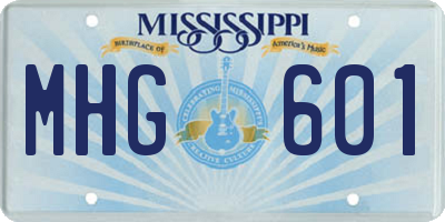 MS license plate MHG601