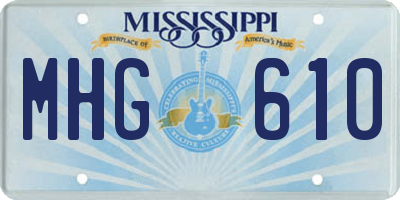 MS license plate MHG610