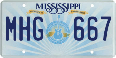 MS license plate MHG667