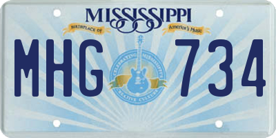 MS license plate MHG734