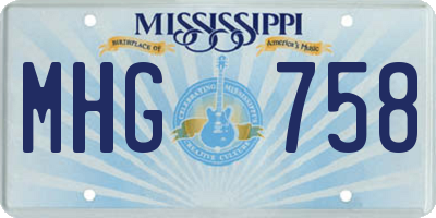 MS license plate MHG758