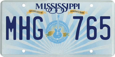 MS license plate MHG765