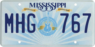 MS license plate MHG767