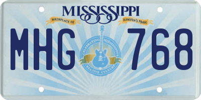 MS license plate MHG768