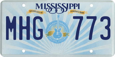 MS license plate MHG773