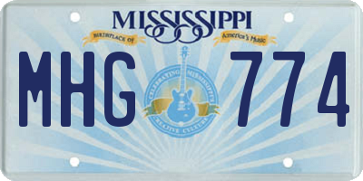 MS license plate MHG774