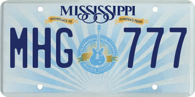 MS license plate MHG777