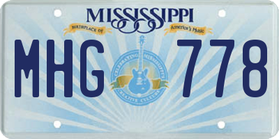 MS license plate MHG778