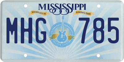 MS license plate MHG785