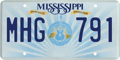 MS license plate MHG791
