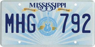 MS license plate MHG792