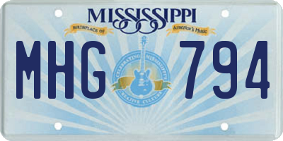 MS license plate MHG794