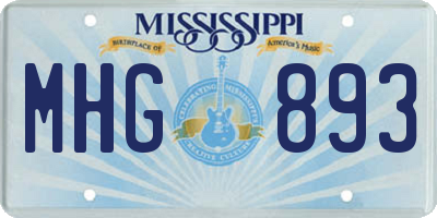 MS license plate MHG893