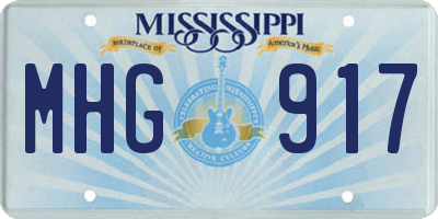 MS license plate MHG917
