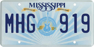 MS license plate MHG919