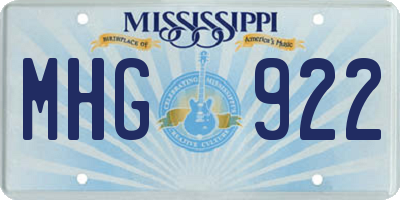 MS license plate MHG922