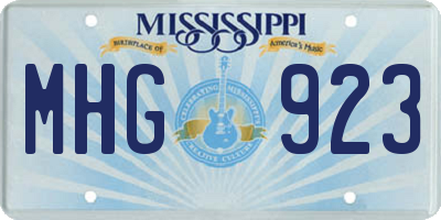 MS license plate MHG923