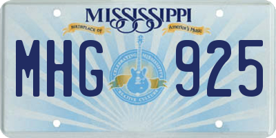 MS license plate MHG925