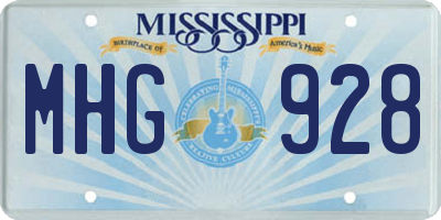 MS license plate MHG928