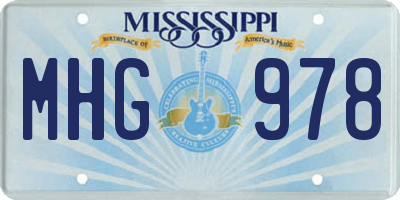MS license plate MHG978