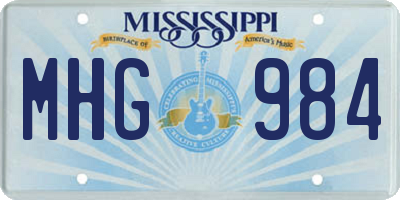 MS license plate MHG984