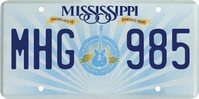MS license plate MHG985