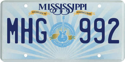 MS license plate MHG992