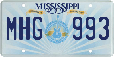 MS license plate MHG993