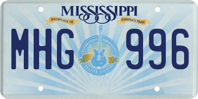 MS license plate MHG996