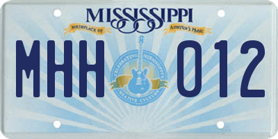 MS license plate MHH012