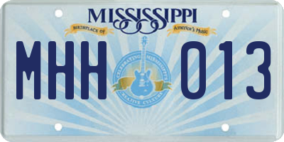 MS license plate MHH013