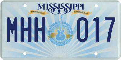 MS license plate MHH017