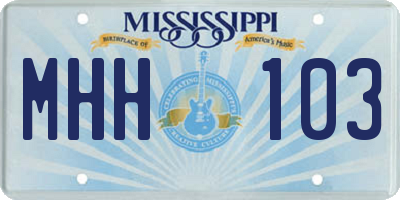MS license plate MHH103