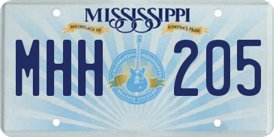 MS license plate MHH205