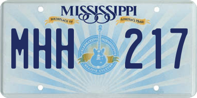 MS license plate MHH217