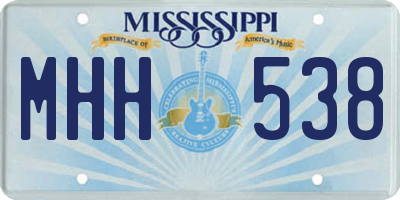 MS license plate MHH538