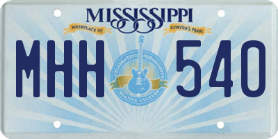 MS license plate MHH540