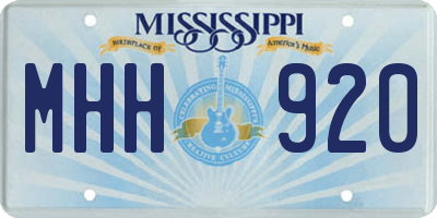MS license plate MHH920