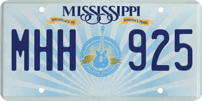 MS license plate MHH925