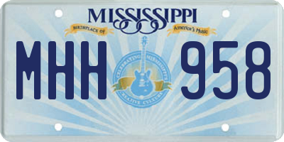 MS license plate MHH958