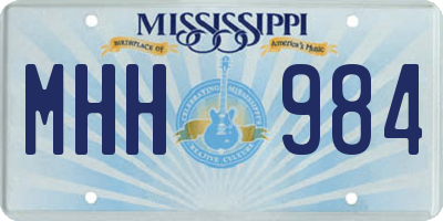 MS license plate MHH984