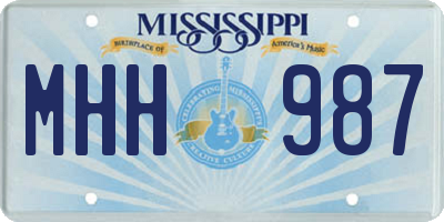 MS license plate MHH987