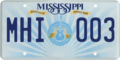 MS license plate MHI003