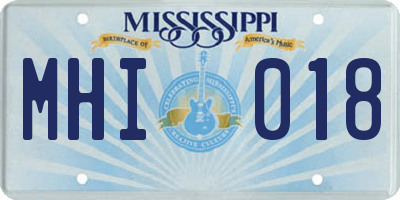 MS license plate MHI018